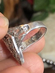 35. Vintage 925 Sterling Silver Hand Crafted Filigree Rhombus Ring 5.25s, 3.1g