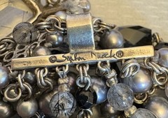 Stephen Dweck Hand Signed Rutilated Quartz Pearl Statement Bracelet Vintage OOAK