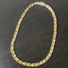 Vintage FAS 925 Starling Silver Vermeil XO Pattern Necklace Approx 18”L & 29g
