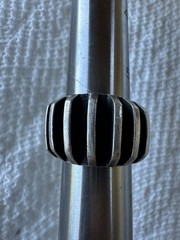 Vintage Anna Greta Eker Modernist Sterling Silver Ridged Adjustable Ring Size 6