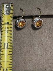 JOAN RIVERS Silver & Gold Tone Pierced Earrings with Multi-Faceted Gold Stone