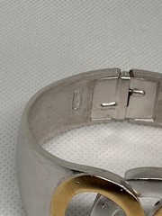Vintage 50s Crown Trifare Spring Cuff Bracelet Gold Silver Plated 6.2in Signed