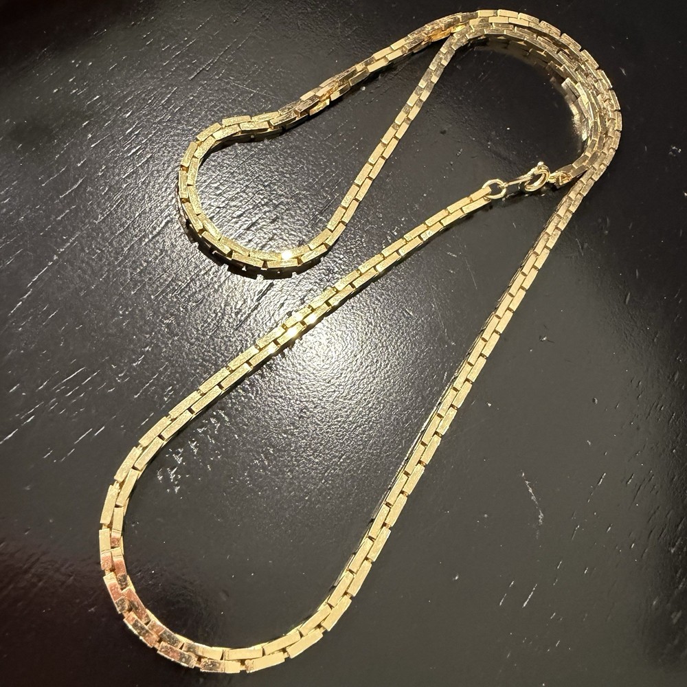 Vintage Gold Tone Box Link Chain Necklace