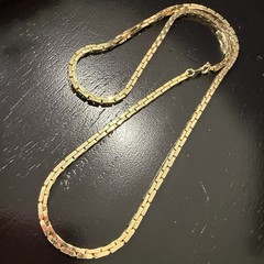 Vintage Gold Tone Box Link Chain Necklace