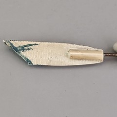 Vintage Celluloid Jabot Brooch Rhinestones Stick Pin 4.25″