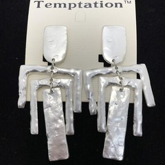 Vintage Temptation Fashion Jewlery Silver Tone Statement Clip-on Earrings