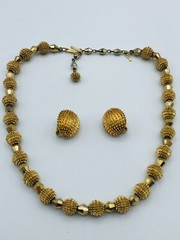 Alfred Philippe Crown Trifari ELECTRA Choker Necklace & Earrings Gold Trifarium