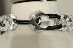 Gerda Lynggaard Monies Clear Crackle Lucite Octagon Large Beads Choker Necklace