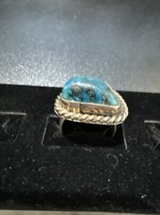 Vintage ring size 7.5 turquoise sterling silver rope lasso 9.6 Grams