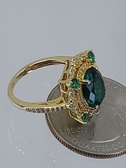 JTV Designer BBJ Gold over Sterling 925 Green Cubic Zirconia Ring Size 5