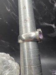 Vintage 925 Sterling Silver Teardrop & Round Faceted Amethyst Ring Size 6.25