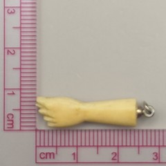 Antique Bone Figa Pendant or Charm Bovine / Cow Bone 1″ Carved Silver Tone