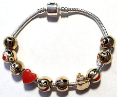 VINTAGE STUNNING STERLING EMOJI SLIDE CHARMS SIGNED 925 BRACELET