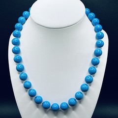 Vintage Marbled Blue Acrylic Bead Necklace – 1950s – 18” – Hand Knotted