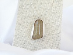 Artisan Sterling Silver 999 Modernist Natural Rutilated Quartz Pendant Necklace