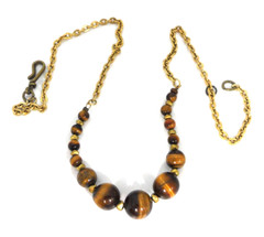 Tigers Eye Gemstone Bib Necklace Alternative June Birthstone Hippie Earth Tones