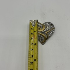 New Chico’s Have a Heart Brooch Pin Silvertone, Goldtone Rhinestones 2008