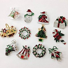 Set of 12 Vintage Christmas Brooch Lot/Holiday Brooch/Christmas Tree/Snowman/Xma