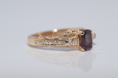 Vintage Circa 1990s 14k Gold Natural Diamond And Oval Cut Tourmaline Ring