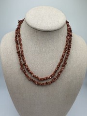 Beautiful Sparkly Orange Gold Stone Gemstone Necklace 34” Long No Clasp
