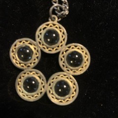 Vintage Marked CELEBRITY Necklace Gold Chains 36 In Unique Clasp Glass Pendant