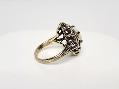 Vintage 14KHGE Gold Plated Ring with White Opal Gemstone – Cracked Stone, READ
