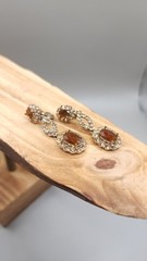Vintage MONET Amber Topaz Rhinestone Drop Dangle Clip On Earrings 1950s