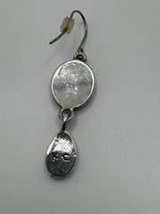 GEOMETRIC EARRINGS GREEN SILVER TONE DROP DANGLE MARKED KC VINTAGE