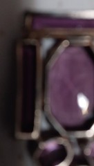 Purple Glass Octagonal Brooch with Purple Glass Stone and Bezel Setting