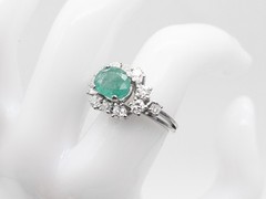 Vintage 1950s $7000 3.50ct Colombian Emerald VS H Diamond Platinum HALO Ring 7g