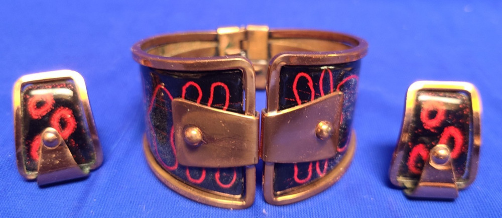 Vintage Renoir Matisse Copper Bracelet Earrings Set