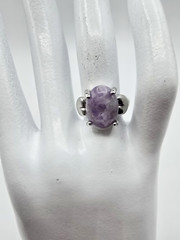 Women’s Silver Tone Oval Amethyst Natural Stone Purple Women’s Ring Size 6