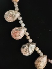 Vintage JTV Leopard Jasper Semi Precious Gemstone Bead Necklace Fishhook Clasp