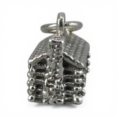 Sterling Silver LOG CABIN Charm for Bracelet PENDANT Brown County VINTAGE Cute!