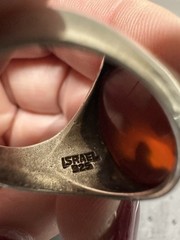 Vintage .925 Silver Ring w/Red Stone in Cross Symbol Made in Israel Size 8.5