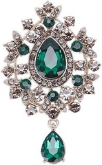 Vintage Teardrop Crystal Brooch Pin with Teardrop Pendant Elegant Rhinestone Des