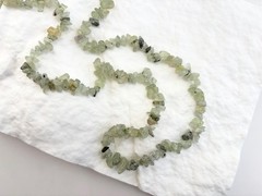 Prehnite Beaded Chip Long Stranded Vintage Green Necklace – 36″