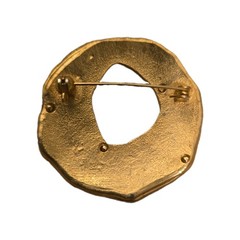 Brooch Gold Tone Brutalist Art Brooch Round C Lock Clasp