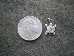 Small Southwestern Turtle Vintage Double Sided Sterling Silver Bracelet Charm