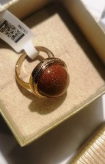 TIMNA JEWELRY COLLECTION(TM) OVAL CABOCHON MAN MADE GOLDSTONE COPPER RING – COP4
