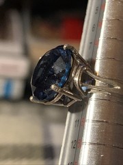 Vintage Sterling Silver Blue Stone Ring 925 A Round Faceted ~ Size 5 ~