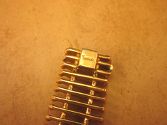 VTG Crown Trifari Brushed Gold Tone Ribbed Cage Modernist Bracelet-7″