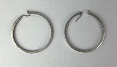Vintage 90s Acid tested 925 Sterling Silver 2.0” D Hoop Earrings