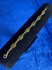 Vintage 1/20 12k Gold Filled Green Asian Jade Bracelet Nice Piece 7 1/2 w/clasp