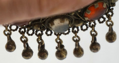 VINTAGE SAJAI NECKLACE PURSE MULTI GEMSTONES CABOCHONS HINGED COMPARTMENT 26in
