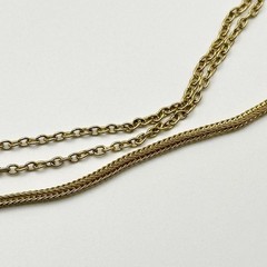 Vintage Gold Tone Layered Necklace Multi Strand Chain Classic 23”