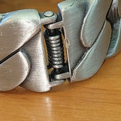 Vintage Chunky Silver Tone Curb Link Hinged Cuff Bracelet 66g