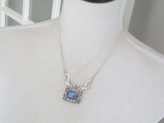 Sterling Silver 925 Natural Kyanite Iolite Art Nouveau Style Necklace 18″