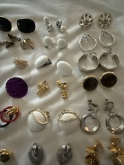 Lot of 50 Pair Vintage Costume Clip On Earrings Various Sizes & Shapes