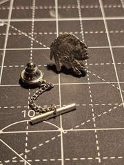 Vintage Native American Indian Head Tie Tack Lapel Pin w/ Chain Buffalo Nickel